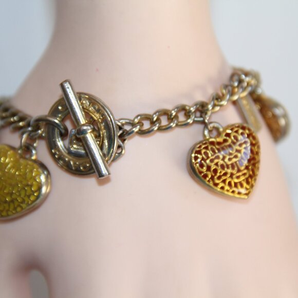 RARE Coach Puffed Heart & Disc Charm Bracelet. Limited Edition - Picture 4 of 15